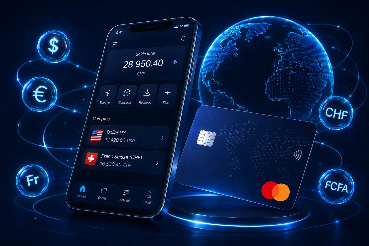 Application financière mobile avec carte internationale et devises mondiales